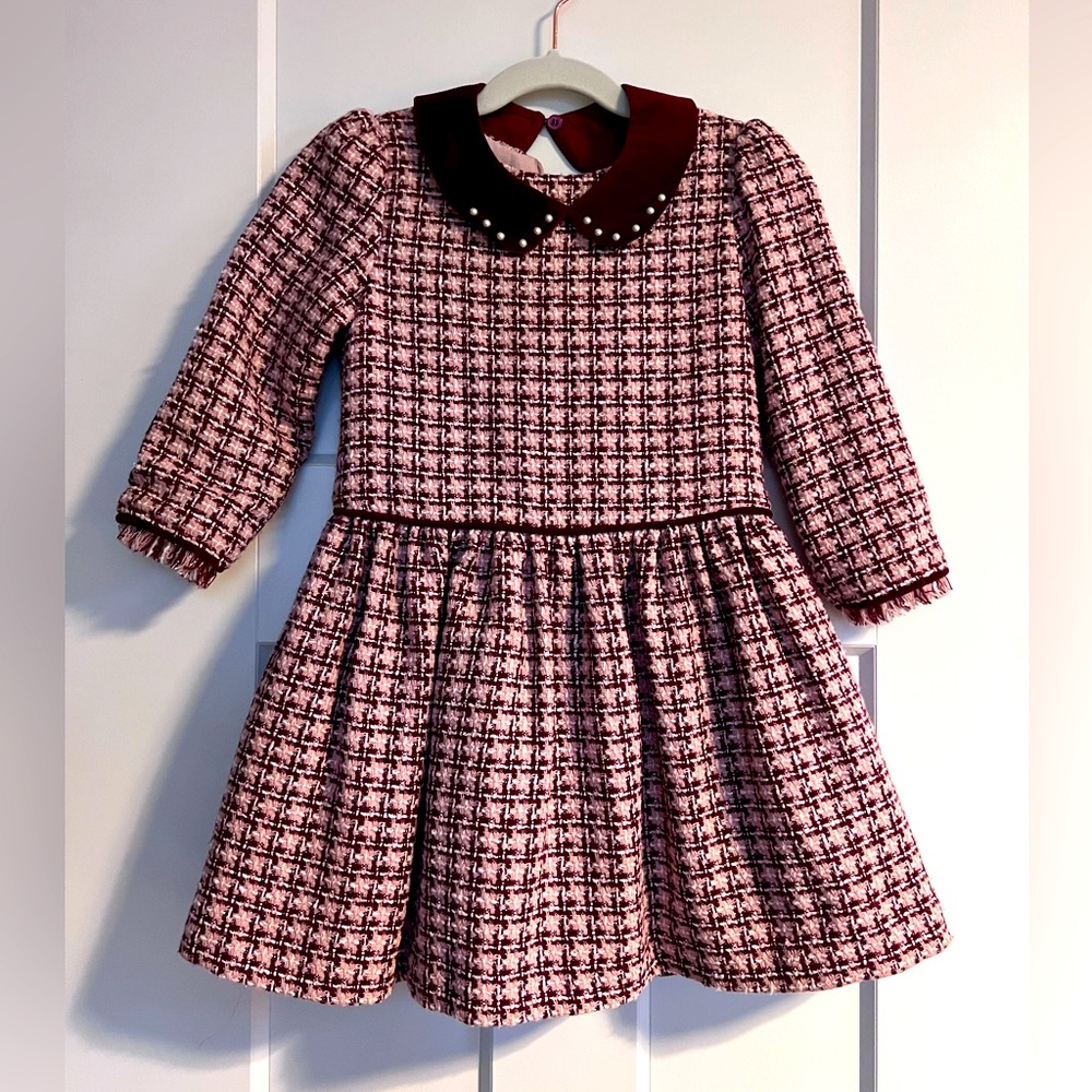 Abel & Lula Plaid Collar Dress EUC sz4